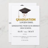 Elegante gouden en zwarte Afstuderen uitnodiging (Voorkant / Achterkant)