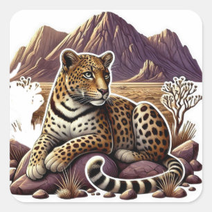Elegante gouden en zwarte Arabische luipaard Vierkante Sticker
