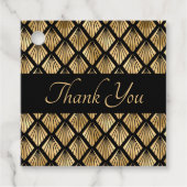 Elegante gouden en zwarte art deco geometrische wa bedankjes labels (Voorkant)