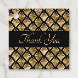 Elegante gouden en zwarte art deco geometrische wa bedankjes labels