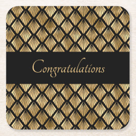 Elegante gouden en zwarte art deco geometrische wa kartonnen onderzetters