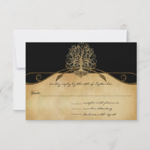 Elegante Gouden en Zwarte Boom Bruiloft RSVP Kaartje