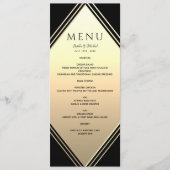 Elegante Gouden en Zwarte Bruiloft Menu (Voorkant)