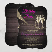 Elegante gouden en zwarte champagne verjaardagsuit kaart (Voorkant / Achterkant)