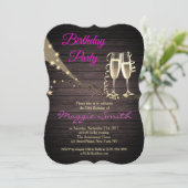 Elegante gouden en zwarte champagne verjaardagsuit kaart (Staand voorkant)