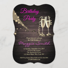 Elegante gouden en zwarte champagne verjaardagsuit kaart