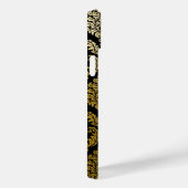 Elegante gouden en zwarte damast print gepersonali Case-Mate iPhone case (Achterkant / Rechts)