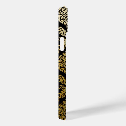 Elegante gouden en zwarte damast print gepersonali Case-Mate iPhone case (Achterkant / Rechts)