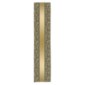 Elegante gouden en zwarte damast & strepen korte tafelloper (Voorkant)