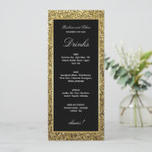 Elegante Gouden en Zwarte Drinkkaart Menu (Staand voorkant)