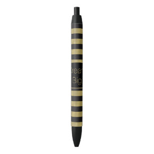 Elegante Gouden en Zwarte Gepersonaliseerd Groot Inkt Pen