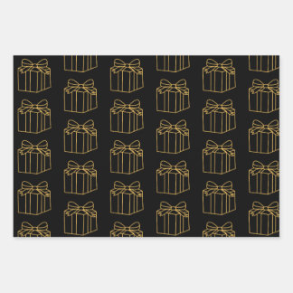 Elegante gouden en zwarte geschenkdoos patroon vak inpakpapier vel