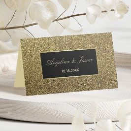 Elegante Gouden en Zwarte Huwelijk Plaatskaartje