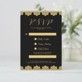 Elegante Gouden en Zwarte Islamitische QR Code RSV Kaart (Staand voorkant)