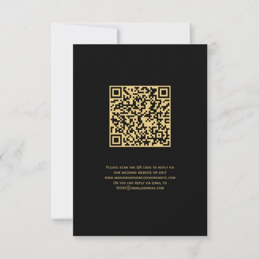 Elegante Gouden en Zwarte Islamitische QR Code RSV Kaart (Achterkant)