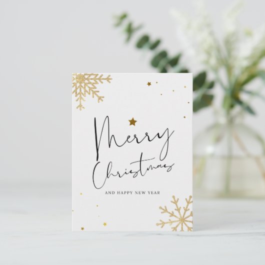 Elegante gouden en zwarte kerst briefkaart (Staand voorkant)