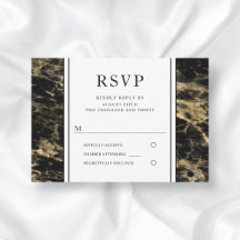 Elegante gouden en zwarte marmeren huwelijks-RSVP