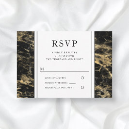 Elegante gouden en zwarte marmeren huwelijks-RSVP RSVP Kaartje