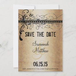 Elegante gouden en zwarte middeleeuwse renaissance save the date