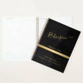 Elegante gouden en zwarte moderne script bruiloft planner (Display)