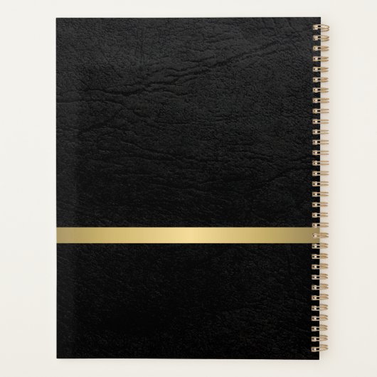 Elegante gouden en zwarte moderne script bruiloft planner (Achterkant)