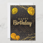 Elegante gouden en zwarte verjaardagsfeestuitnodig kaart (Achterkant)