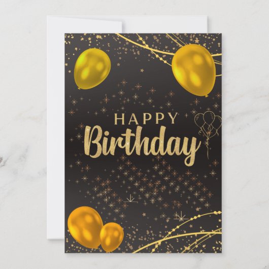 Elegante gouden en zwarte verjaardagsfeestuitnodig kaart (Achterkant)