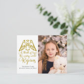 Elegante gouden engel kerst familie foto briefkaart (Staand voorkant)