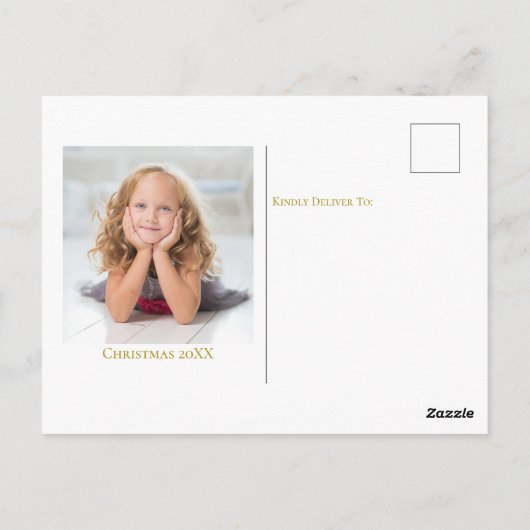 Elegante gouden engel kerst familie foto briefkaart (Achterkant)