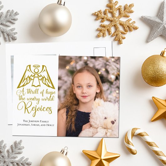 Elegante gouden engel kerst familie foto briefkaart