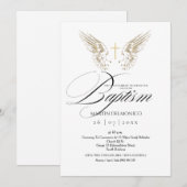 Elegante gouden engel vleugels Typografie Kruisdoo Kaart (Voorkant / Achterkant)