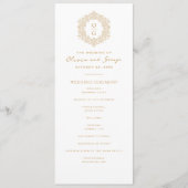 Elegante Gouden Erfstuk Bruiloft Programmakaart (Voorkant)