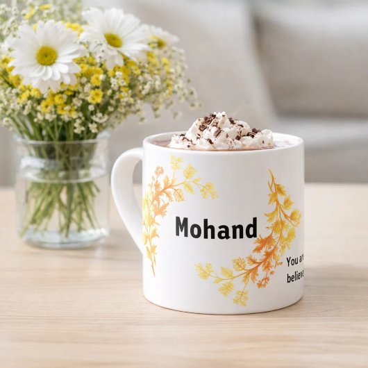 Elegante gouden espresso mok met eigen naam bedruk