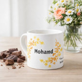 Elegante gouden espresso mok met eigen naam bedruk