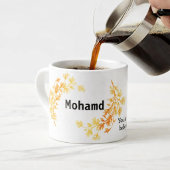 Elegante gouden espresso mok met eigen naam bedruk