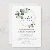 Elegante Gouden Eucalyptus Bruidsdouche Kaart (Voorkant)