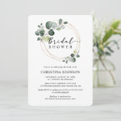 Elegante Gouden Eucalyptus Bruiloftsborrel Kaart (Staand voorkant)