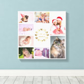 Elegante gouden familiefotocollage Moederdag Canvas Afdruk (Insitu (Houten vloer))