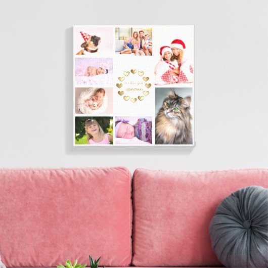 Elegante gouden familiefotocollage Moederdag Canvas Afdruk (Insitu (Woonkamer))
