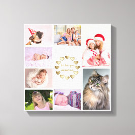 Elegante gouden familiefotocollage Moederdag Canvas Afdruk