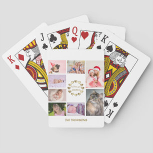 Elegante gouden familiefotocollage Moederdag Pokerkaarten