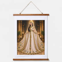 Elegante Gouden Fantasie Vrouw Muur Tapijt – Luxe