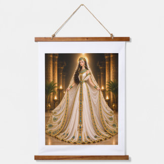 Elegante Gouden Fantasie Vrouw Muur Tapijt – Luxe Hangend Wandkleed