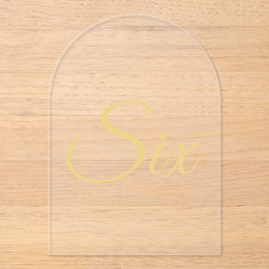 Elegante gouden faux Folie Arch Acryl Tafelnummer (Voorkant)