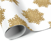 Elegante gouden faux glitter sneeuwvlok cadeaupapier (Rol Hoek)