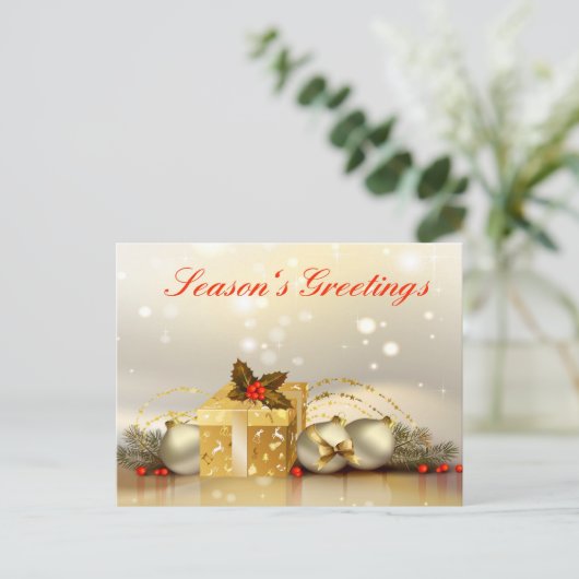 Elegante Gouden Feestdag, Groeten van het Seizoen Feestdagenkaart (Staand voorkant)