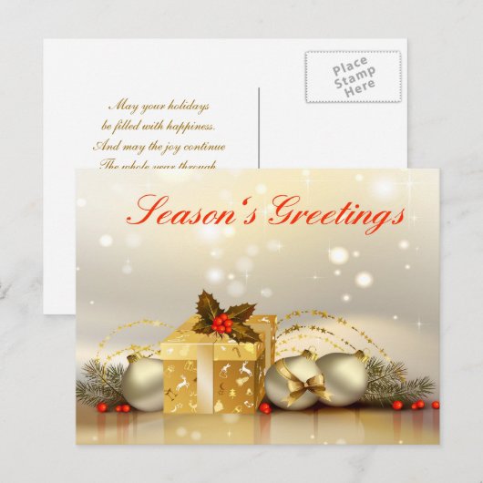Elegante Gouden Feestdag, Groeten van het Seizoen Feestdagenkaart (Voorkant / Achterkant)