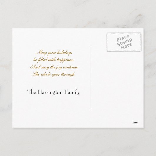 Elegante Gouden Feestdag, Groeten van het Seizoen Feestdagenkaart (Achterkant)