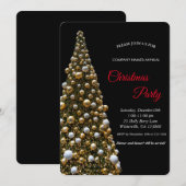 Elegante Gouden Feestelijke Kerstboom Lampen Kaart (Voorkant / Achterkant)