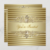 Elegante gouden feestuitnodigingen kaart (Voorkant / Achterkant)